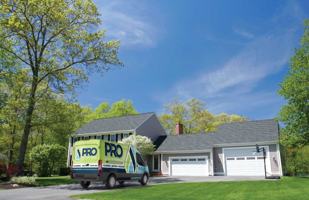 Pro Comfort Control Water Filtration & Water Heaters team and work vehicle in Framingham